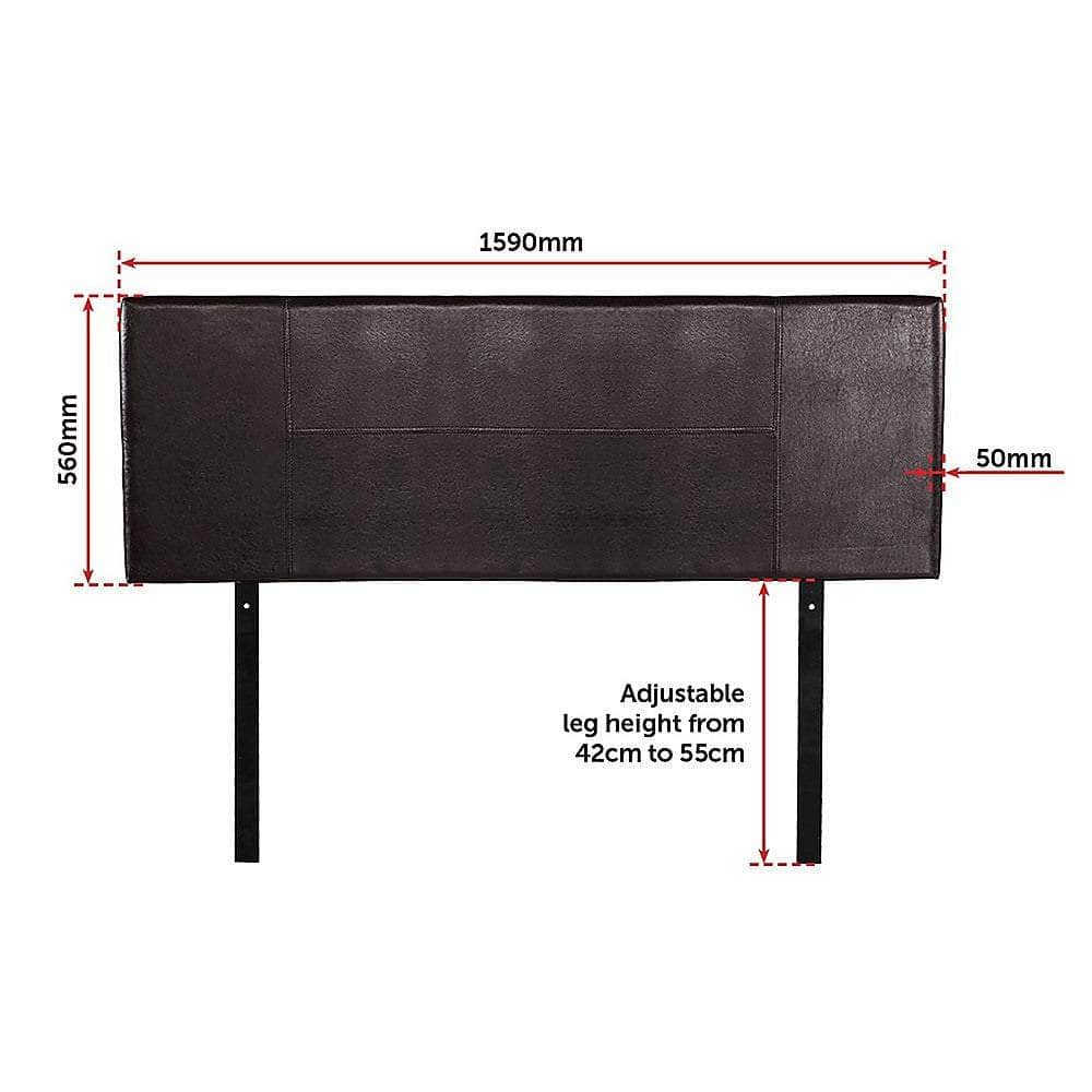 Pu Leather Queen Bed Headboard Bedhead - Brown
