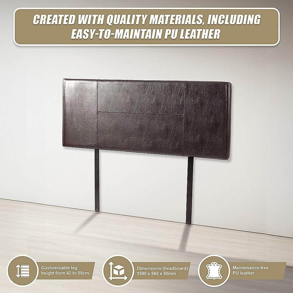 Pu Leather Queen Bed Headboard Bedhead - Brown