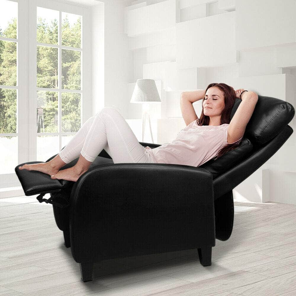 Pu Leather Reclining Armchair - Black