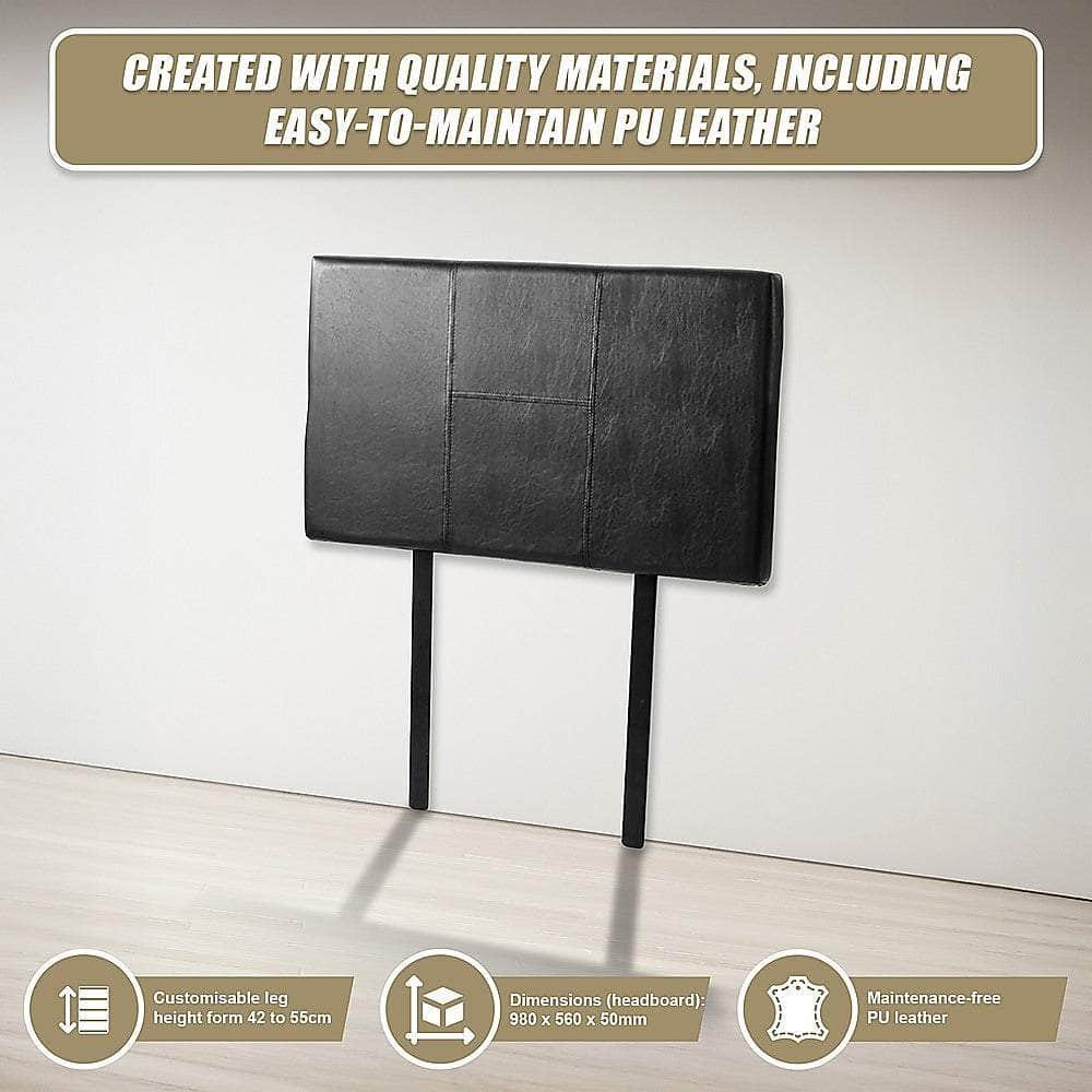 Pu Leather Single Bed Headboard Bedhead - Black