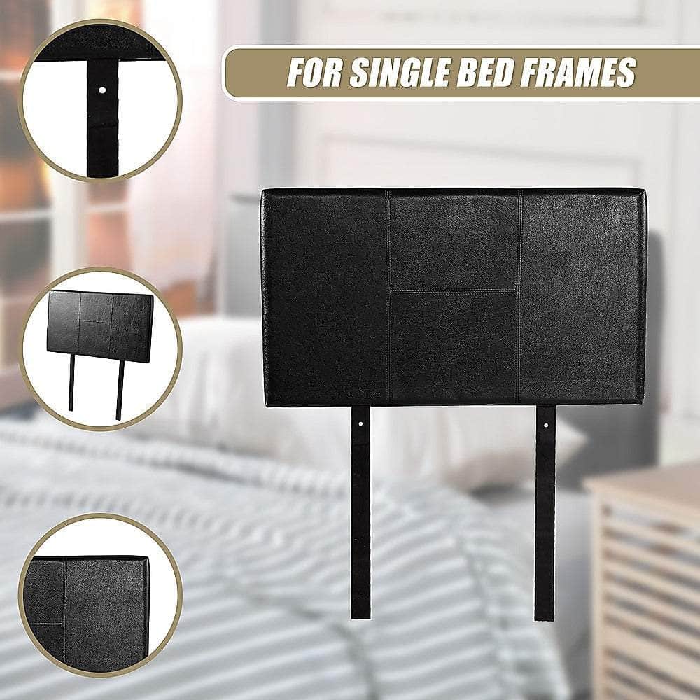 Pu Leather Single Bed Headboard Bedhead - Black