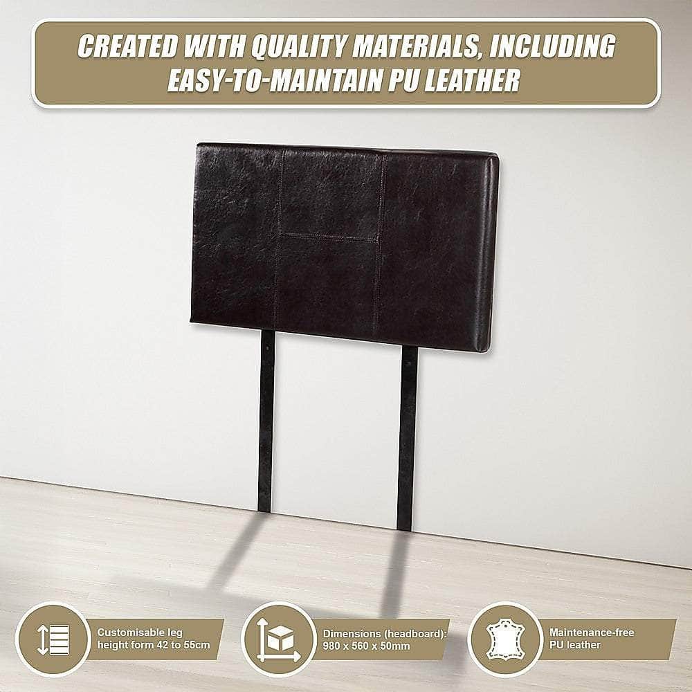 Pu Leather Single Bed Headboard Bedhead - Brown