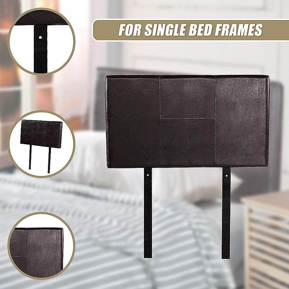 Pu Leather Single Bed Headboard Bedhead - Brown