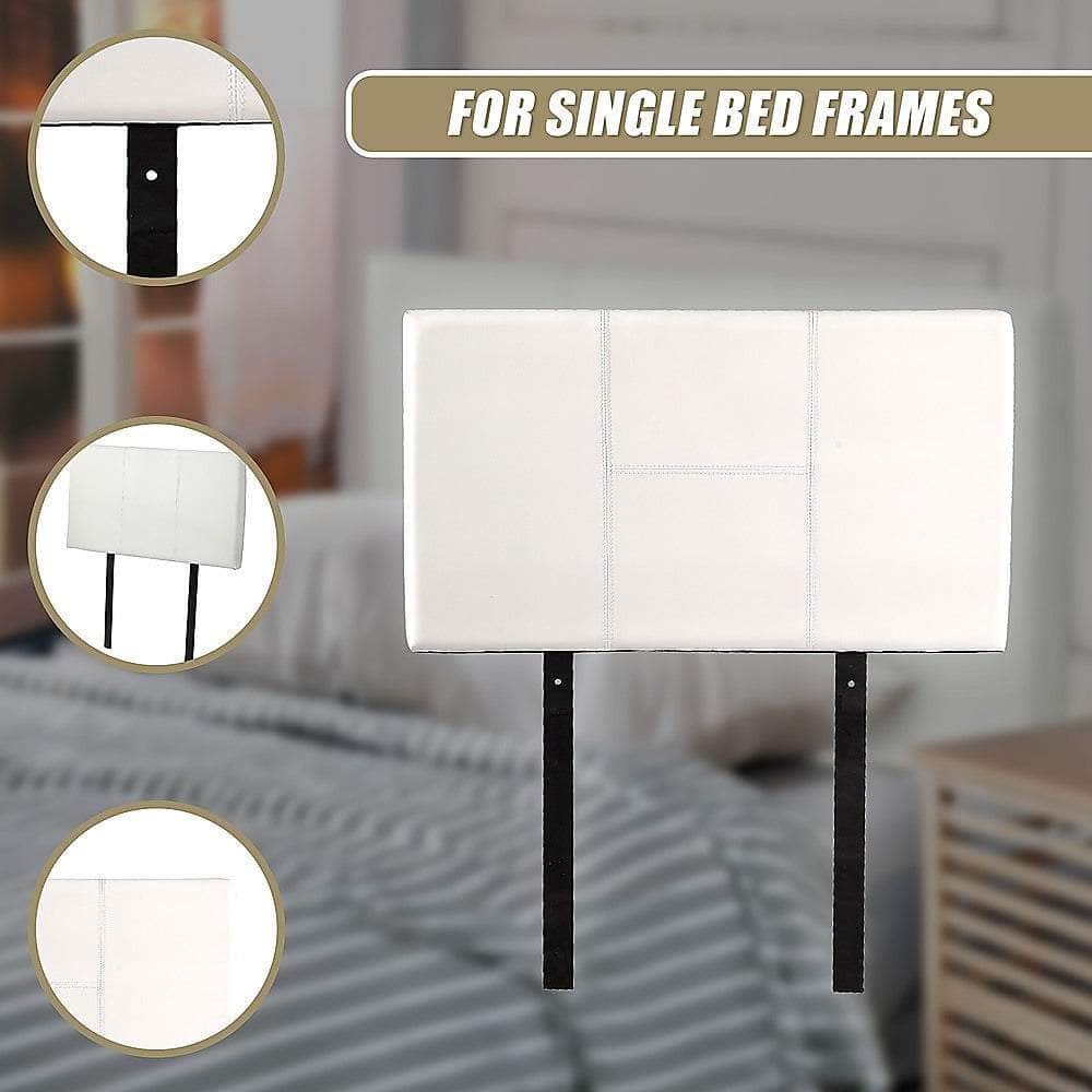Pu Leather Single Bed Headboard Bedhead - White