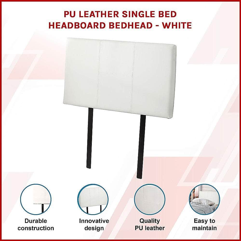 Pu Leather Single Bed Headboard Bedhead - White