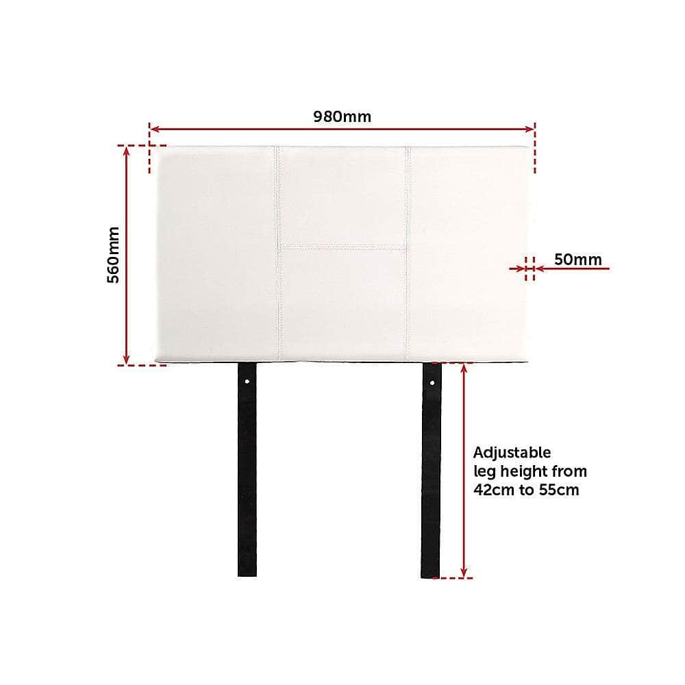 Pu Leather Single Bed Headboard Bedhead - White
