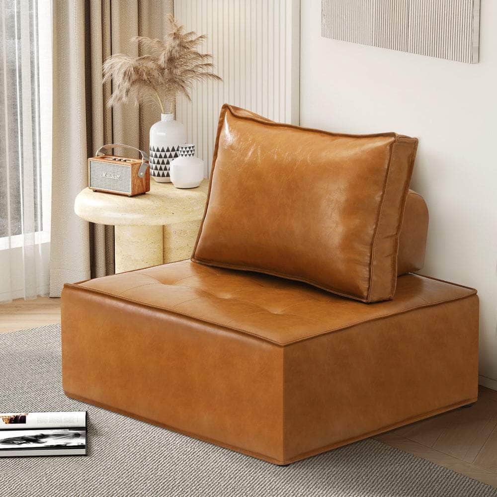 Pu Leather Sofa Couch Brown