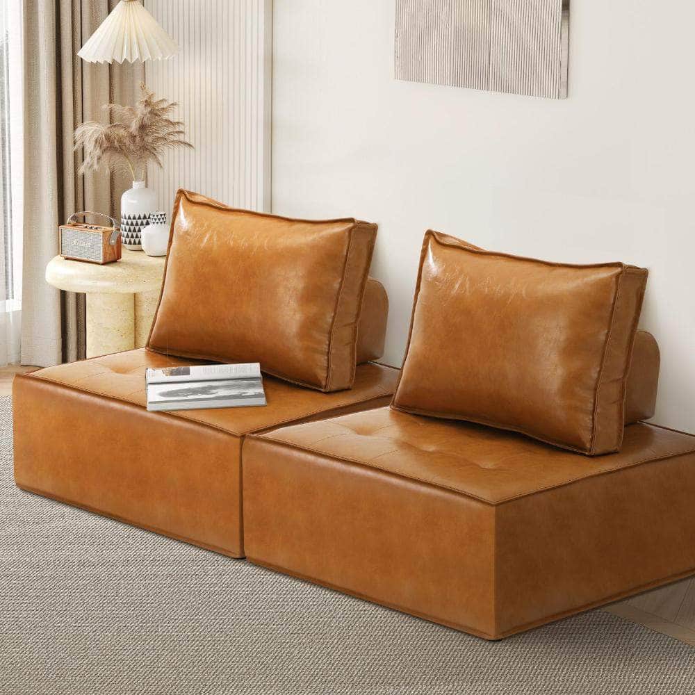 Pu Leather Sofa Couch Brown