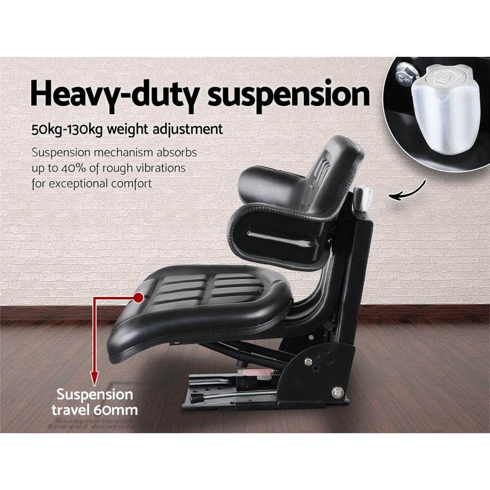 PU Leather Tractor Seat - Black