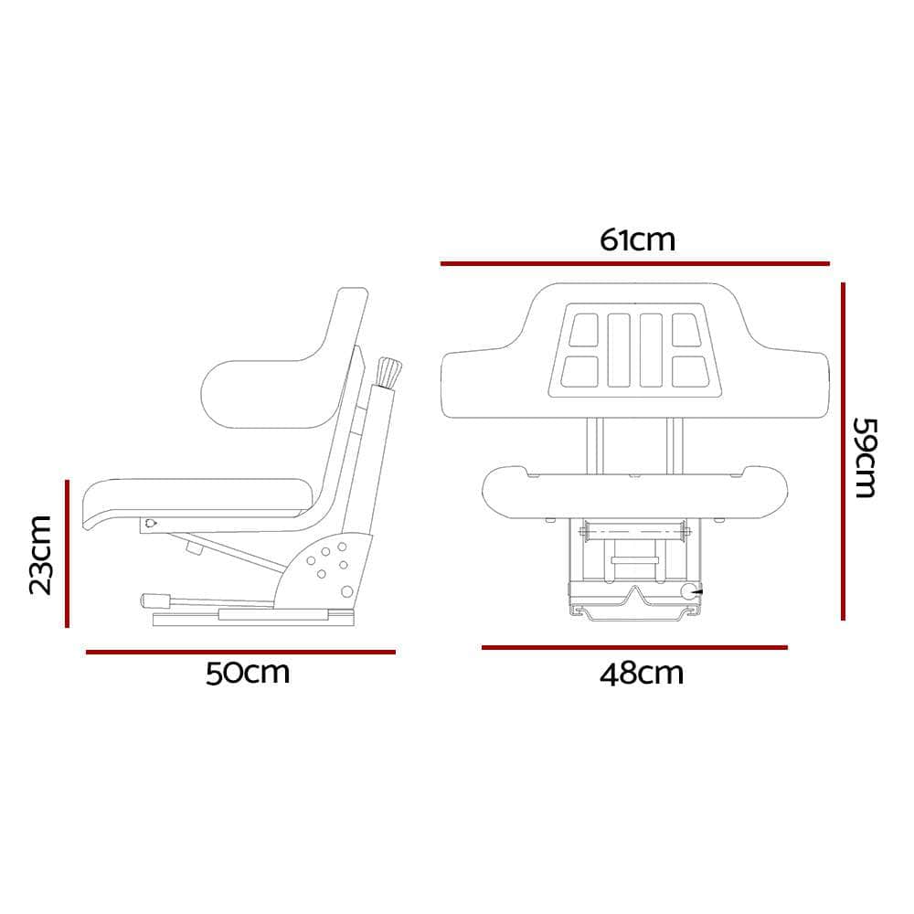 PU Leather Tractor Seat - Black
