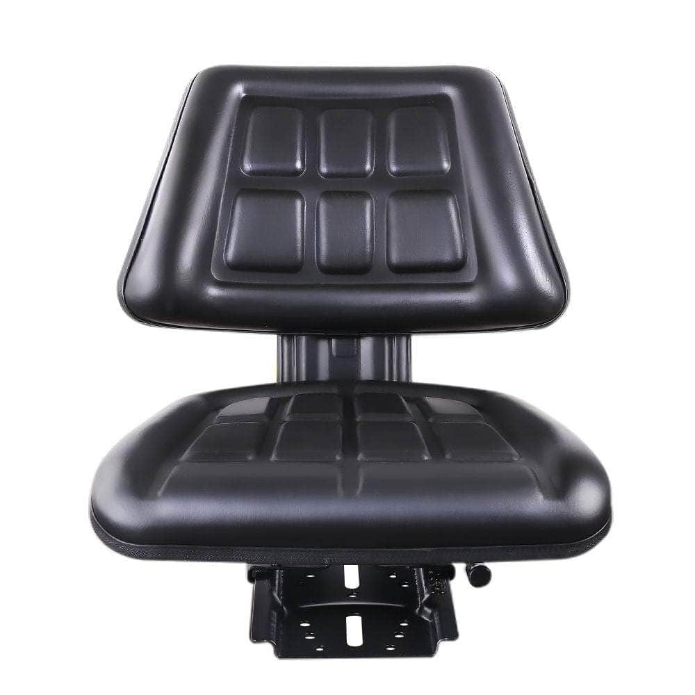 PU Leather Tractor Seat with Sliding Track - Black