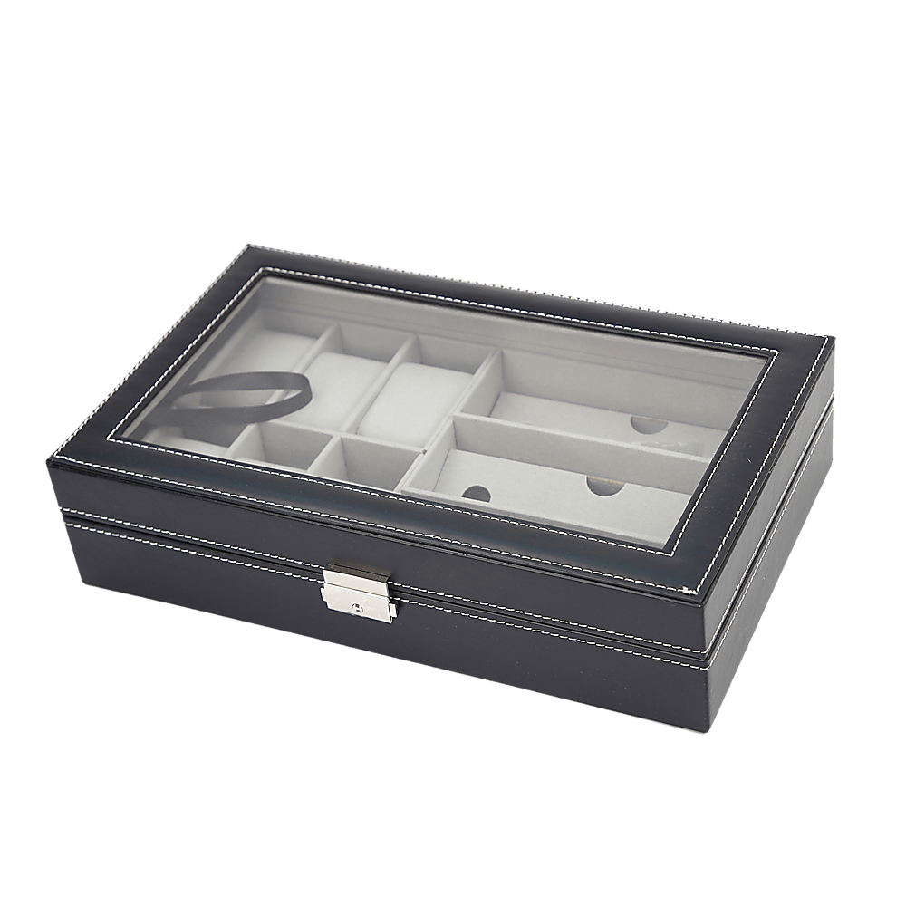 Pu Leather Watch Sunglass Eyeglasses Display Box (6+3 Grid)
