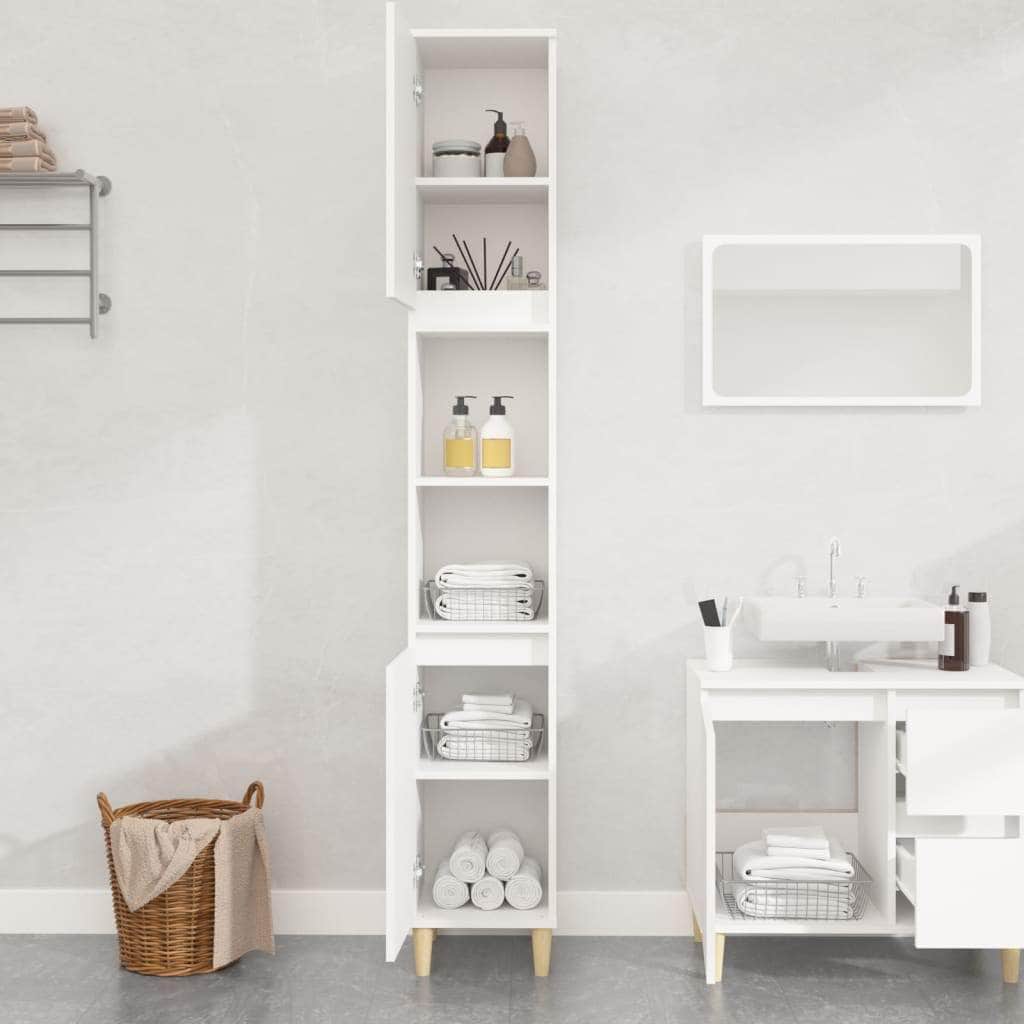 Pure White Engineered Wood Vanity Organizer for Bathrooms