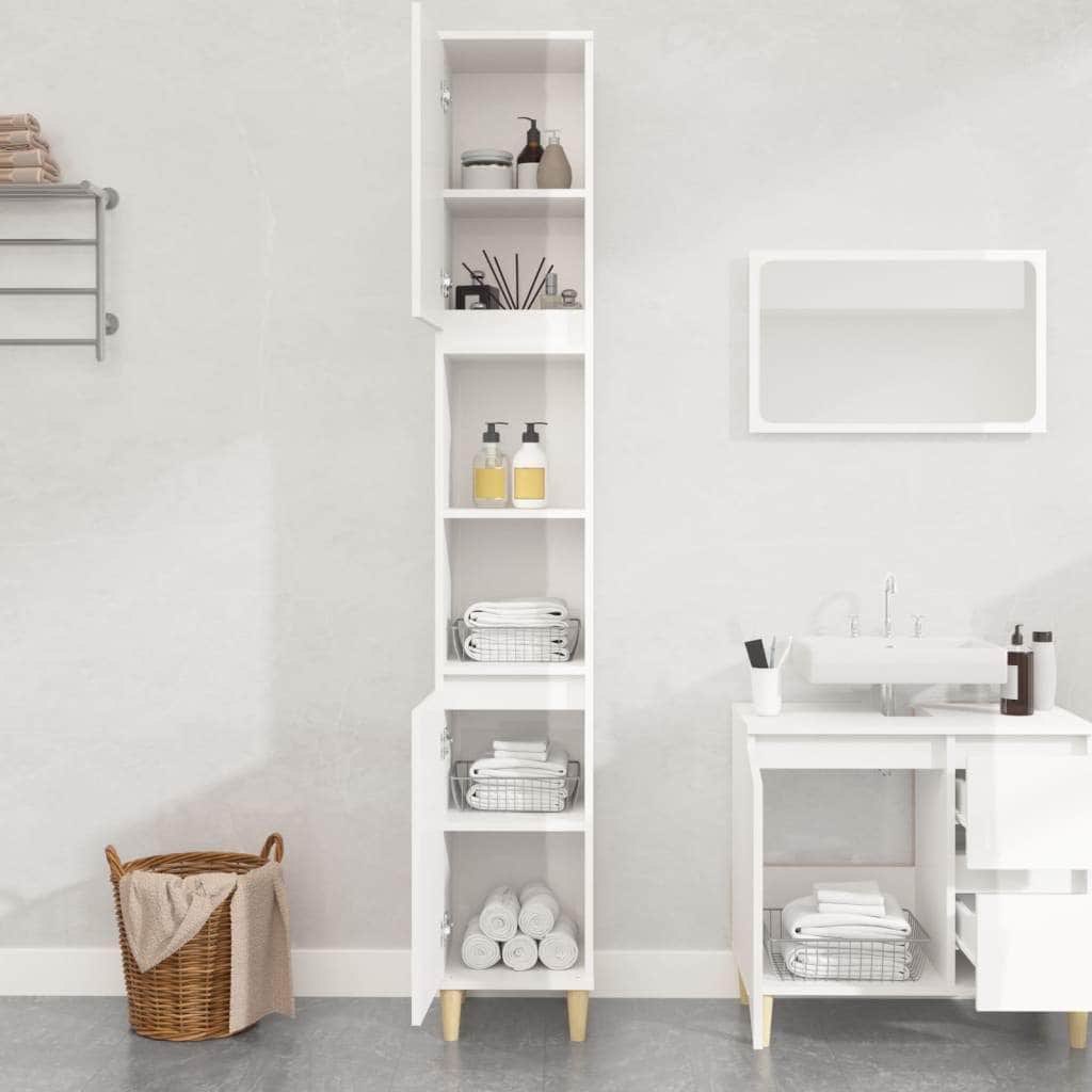 Pure White Engineered Wood Vanity Organizer for Bathrooms