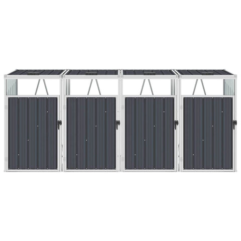 Quadruple Garbage Bin Shed Anthracite Steel