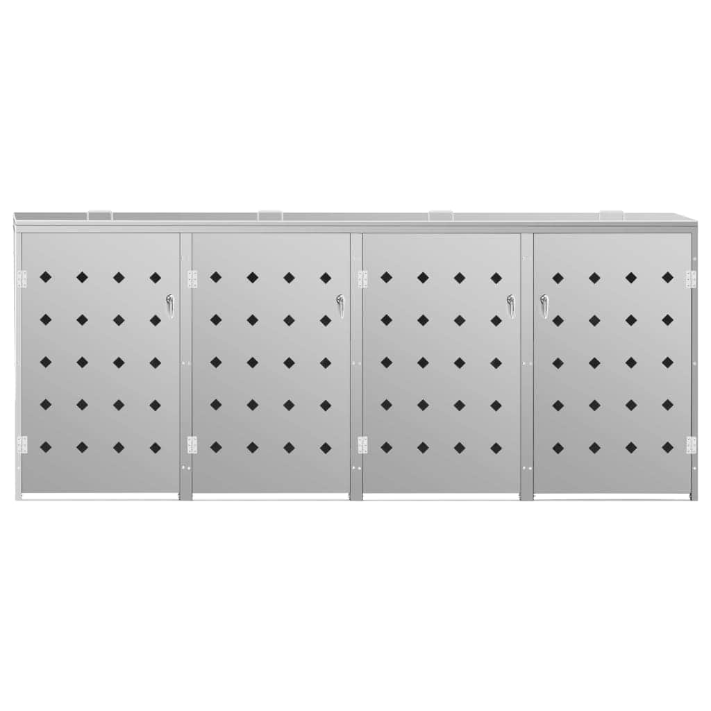 Quadruple Wheelie Bin Shed 240 L Stainless Steel