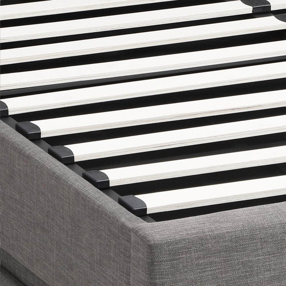 Queen Bed Frame LED Mattress Base with Gas Lift and Storage Space Grey
