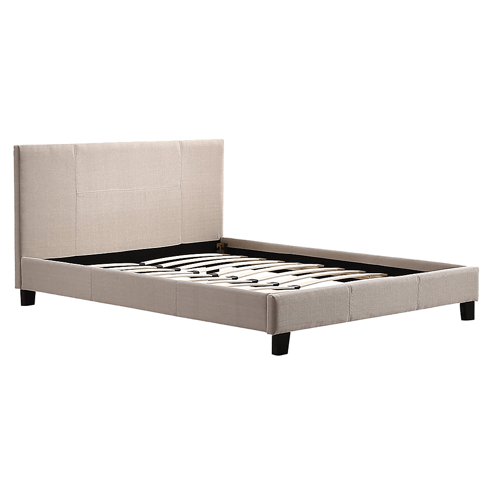 Queen Linen Fabric Bed Frame Beige