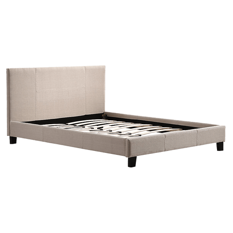 Queen Linen Fabric Bed Frame Beige