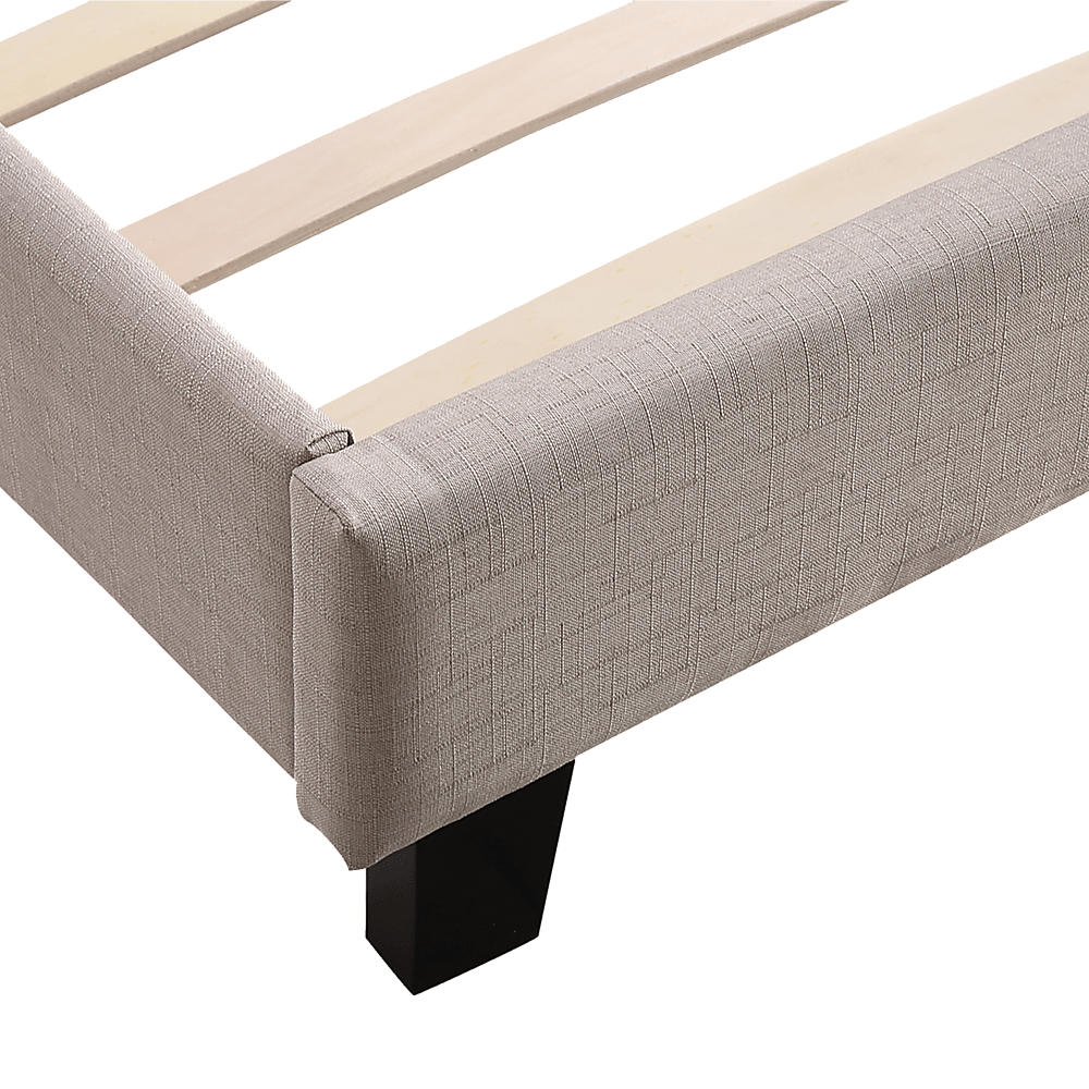 Queen Linen Fabric Bed Frame Beige