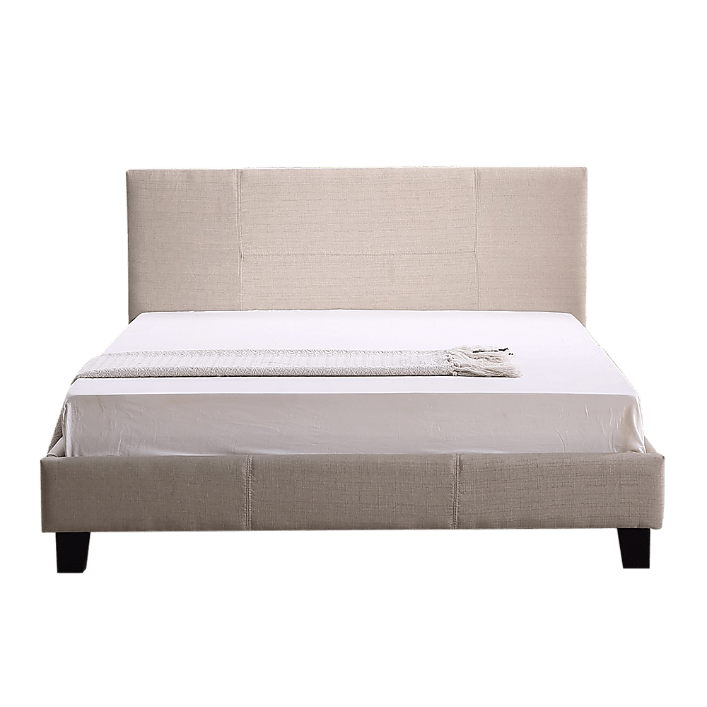 Queen Linen Fabric Bed Frame Beige