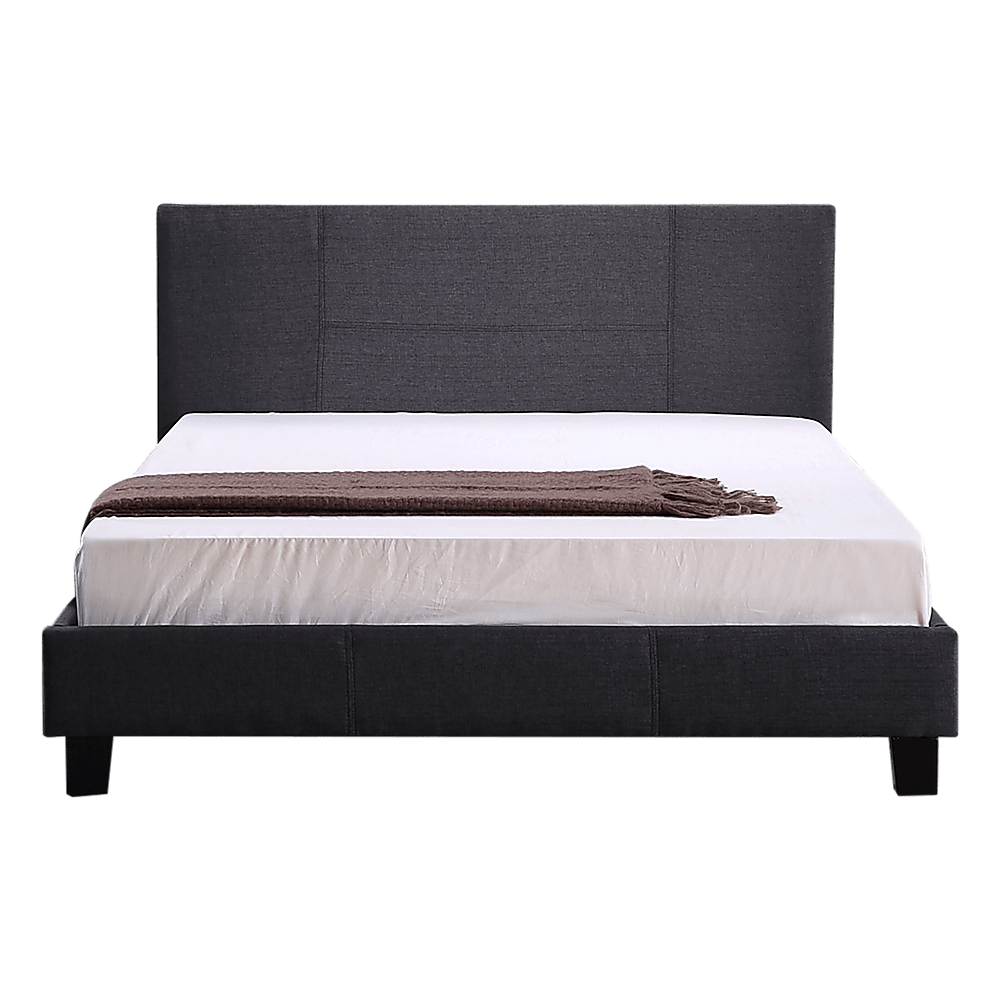 Queen Linen Fabric Bed Frame Grey