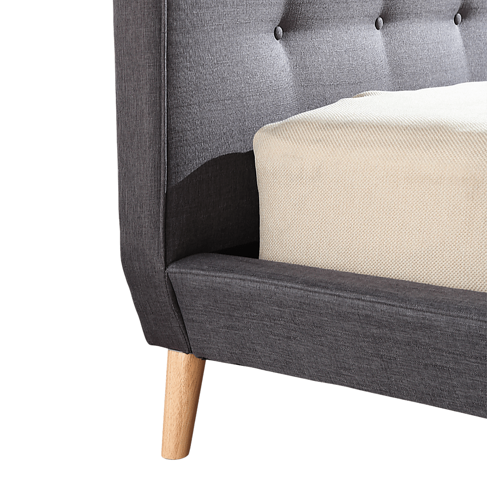 Queen Linen Fabric Deluxe Bed Frame Grey