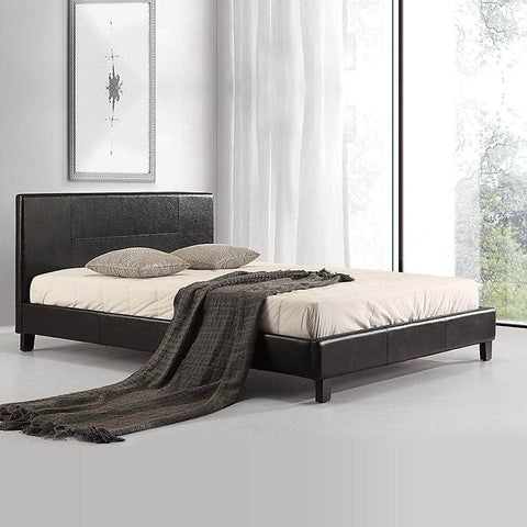 Queen PU Leather Bed Frame Black