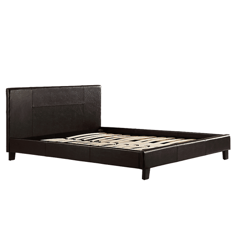 Queen Pu Leather Bed Frame Brown