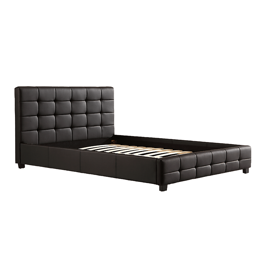 Queen Pu Leather Deluxe Bed Frame Black