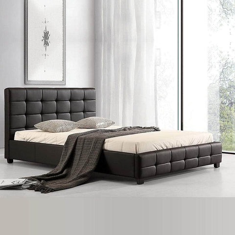 Queen Pu Leather Deluxe Bed Frame Black