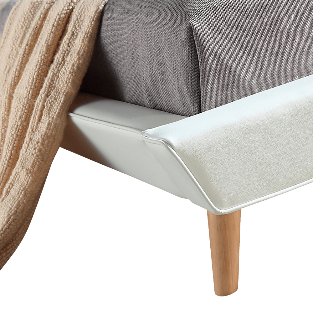 Queen PU Leather Deluxe Bed Frame White