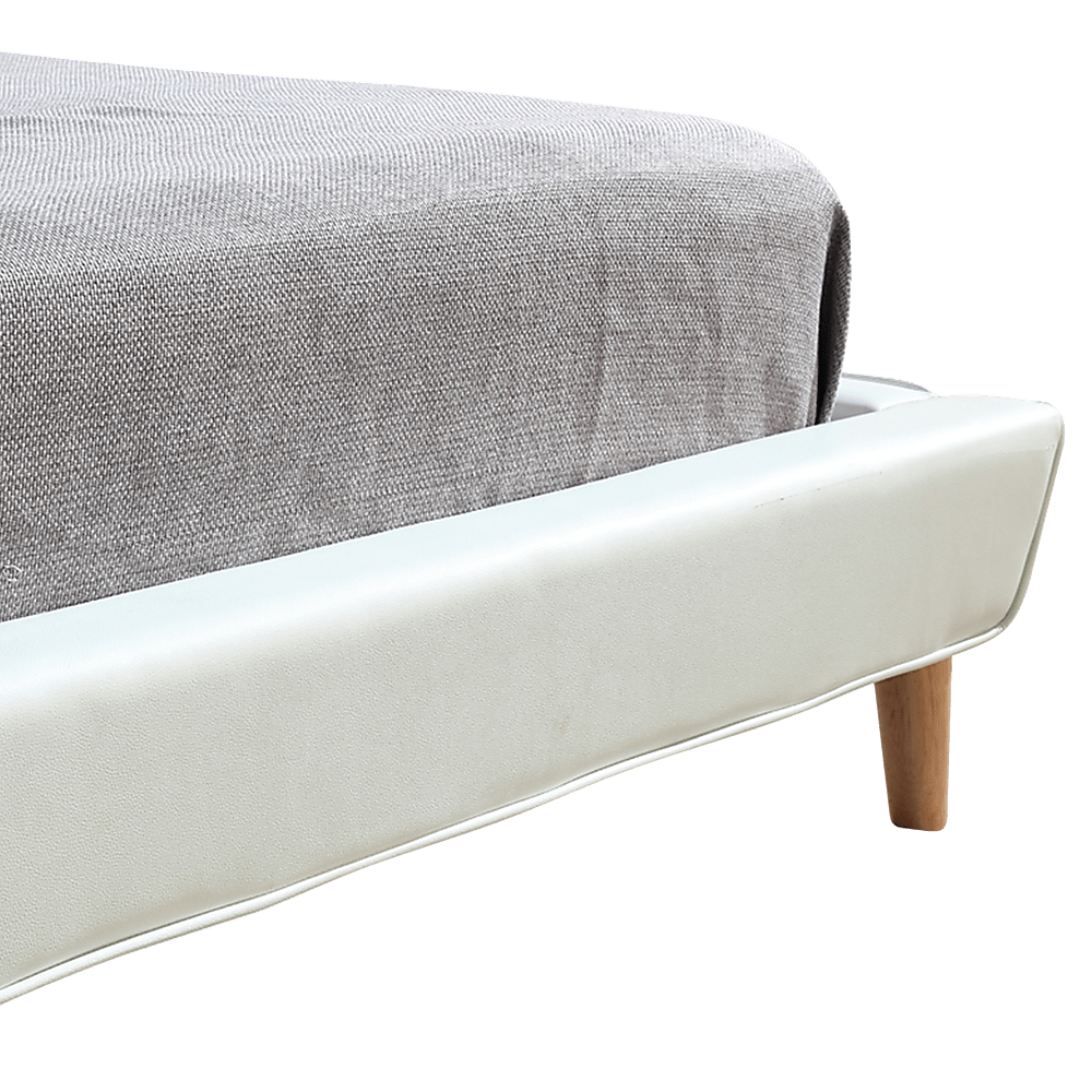 Queen PU Leather Deluxe Bed Frame White