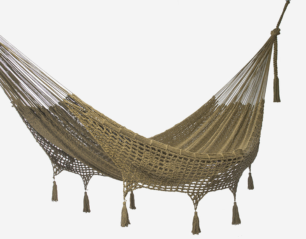 Queen Size Outdoor Cotton Mexican Hammock In Cedar