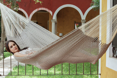 Queen Size Outdoor Cotton Mexican Hammock in Dream Sands Colour