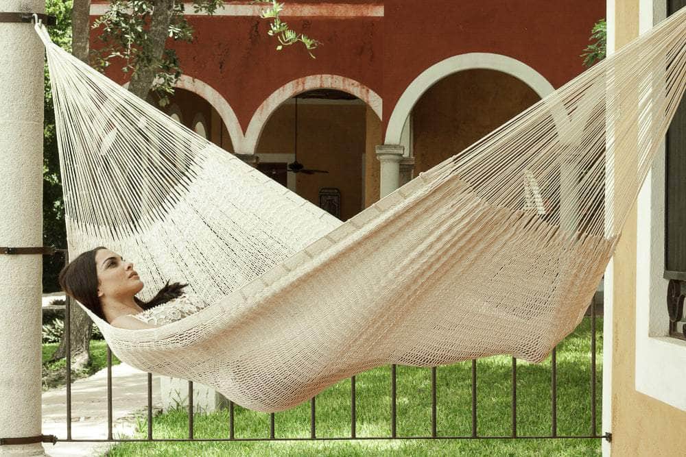 Queen Size Outdoor Cotton Mexican Hammock In Marble Colour