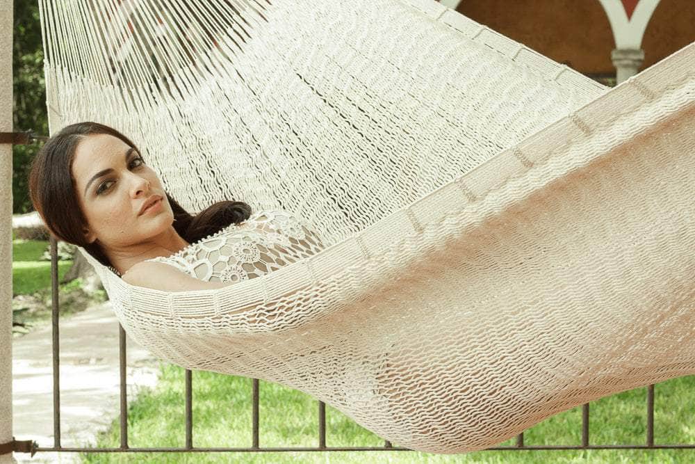 Queen Size Outdoor Cotton Mexican Hammock In Marble Colour