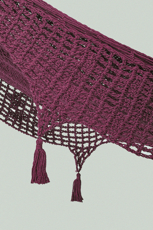 Queen Size Outdoor Cotton Mexican Hammock In Maroon