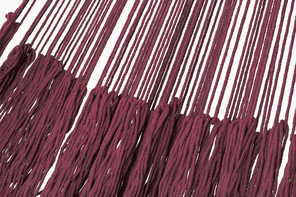 Queen Size Outdoor Cotton Mexican Hammock In Maroon