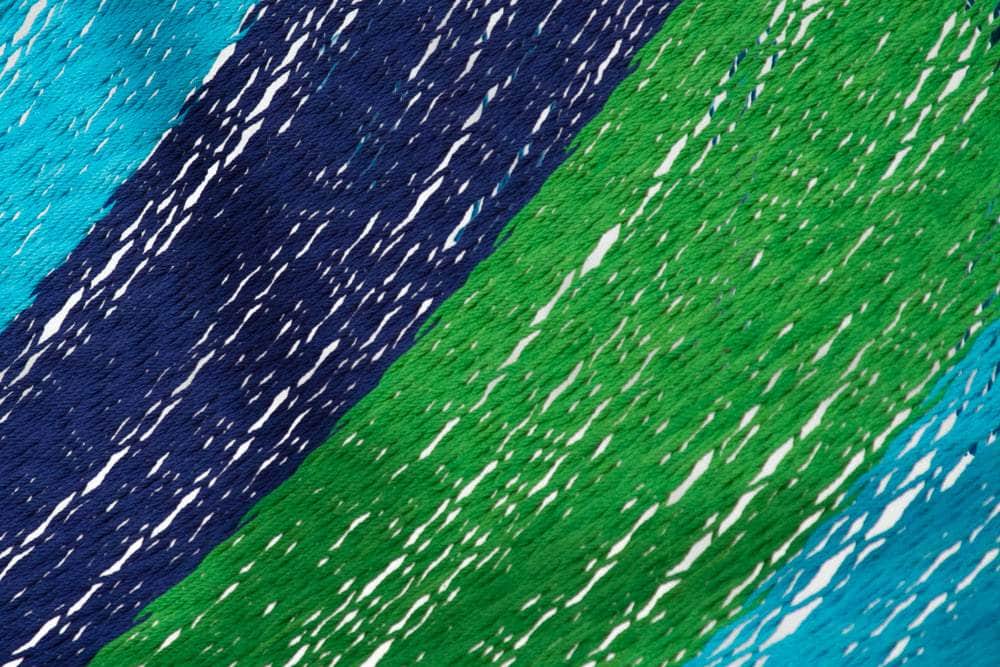 Queen Size Outdoor Cotton Mexican Resort Hammock No Fringe in Oceanica Colour