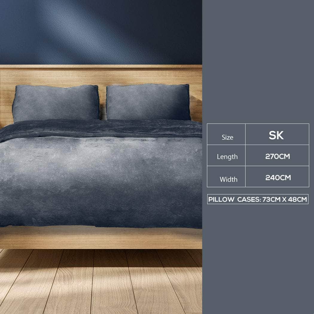 Quilt Cover Bedding set Flannel Super Dark Grey Super King