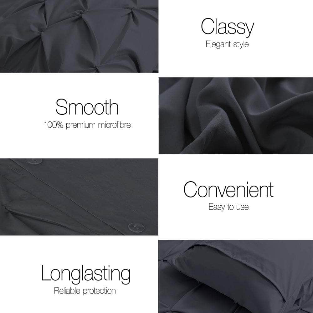 Quilt Cover Set Diamond Pinch Black King