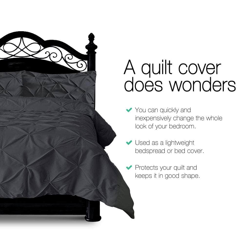 Quilt Cover Set Diamond Pinch Black King