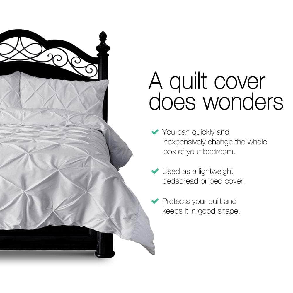 Quilt Cover Set Diamond Pinch Grey Queen