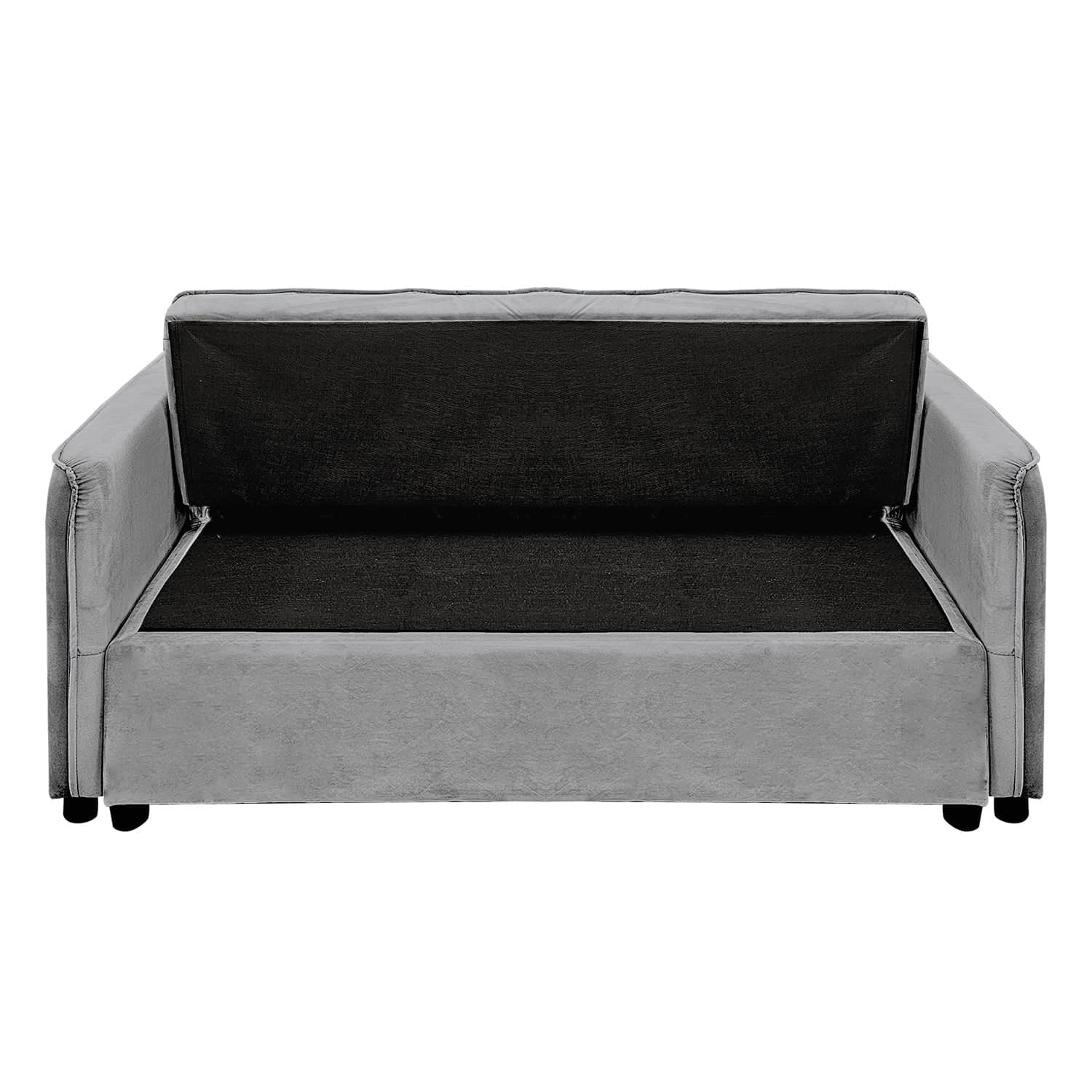 Quincy 2-Seater Velvet Sofa Bed Dark Grey Wooden Frame Tufted Design