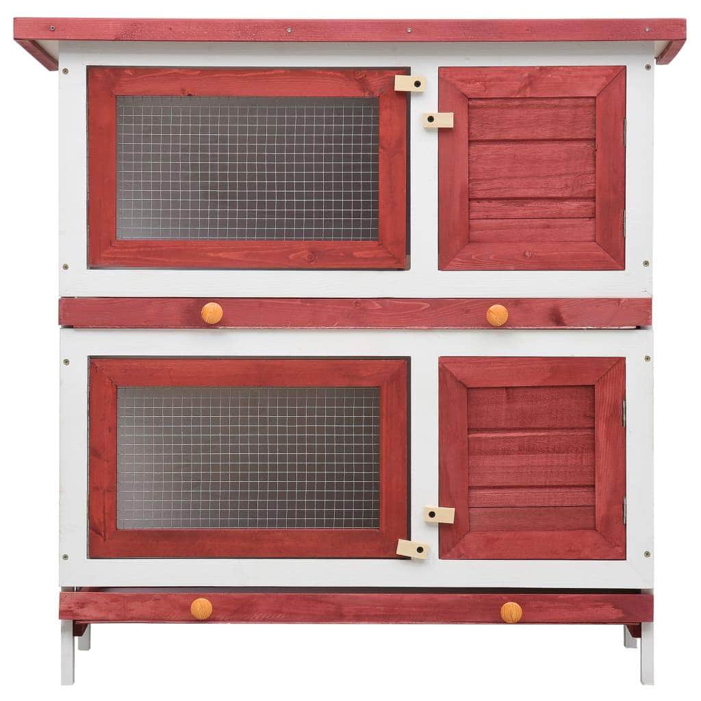 Rabbit Hutch 4 Doors Red Wood