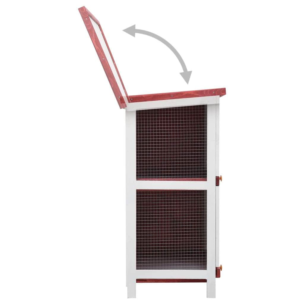 Rabbit Hutch 4 Doors Red Wood