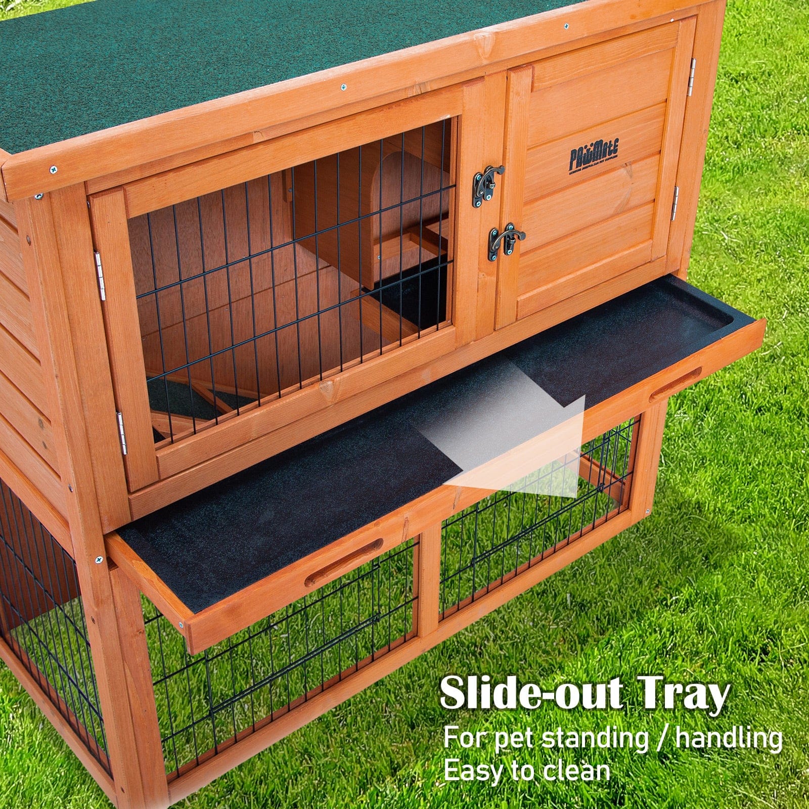 Rabbit Hutch Chicken Coop 92 x 45 x 82cm 2 Storey Cage Run Aria with Coop & Hutch Accessories - photo 17