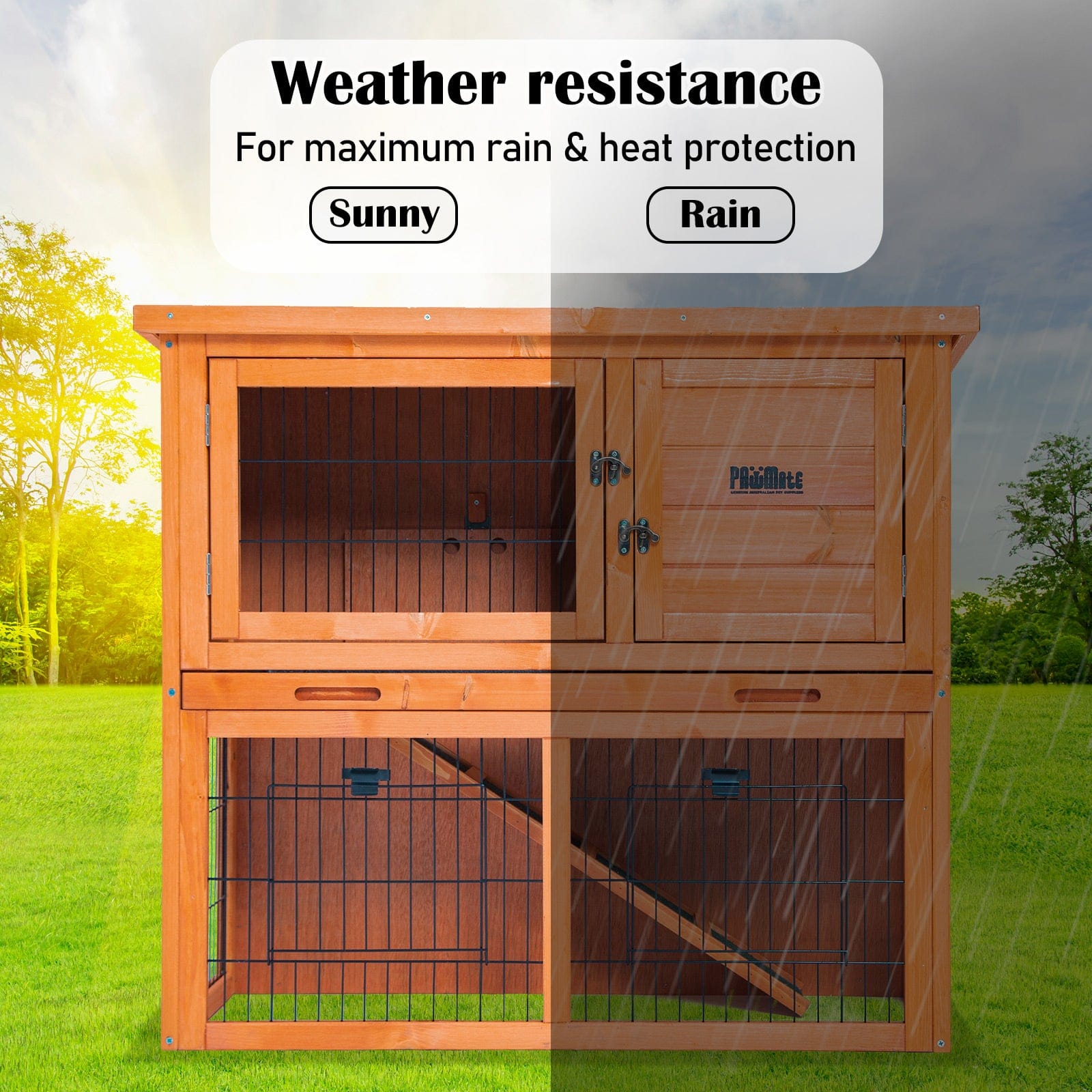 Rabbit Hutch Chicken Coop 92 x 45 x 82cm 2 Storey Cage Run Aria - Wooden Guinea Pig - photo 19
