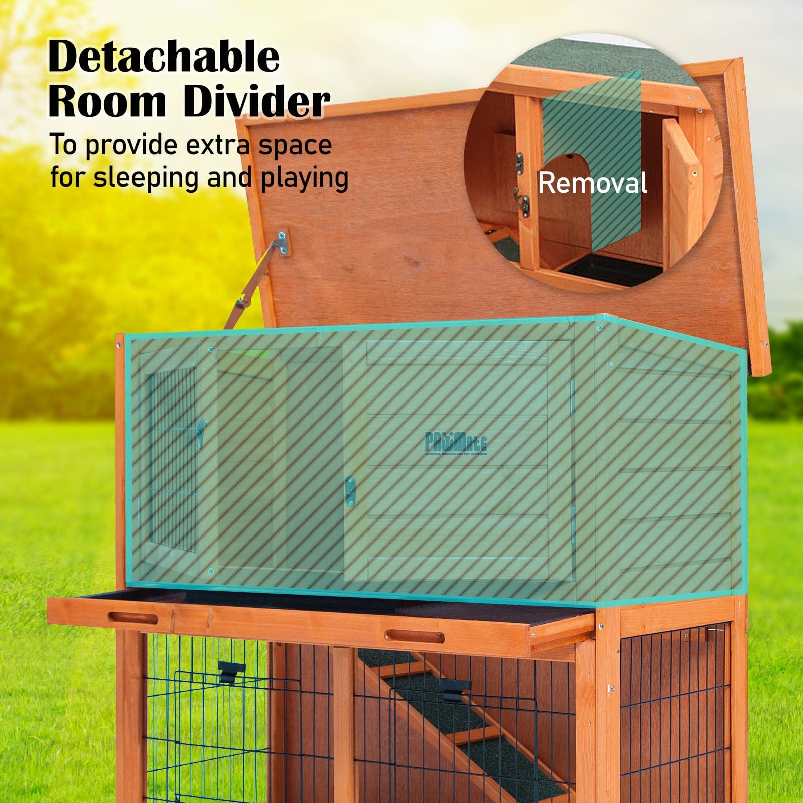 Rabbit Hutch Chicken Coop 92 x 45 x 82cm 2 Storey Cage Run Aria with Wooden Guinea Pig
